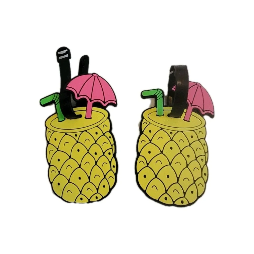 2 Large PVC Pineapple Luggage‎ Tags  NEW Without Tags